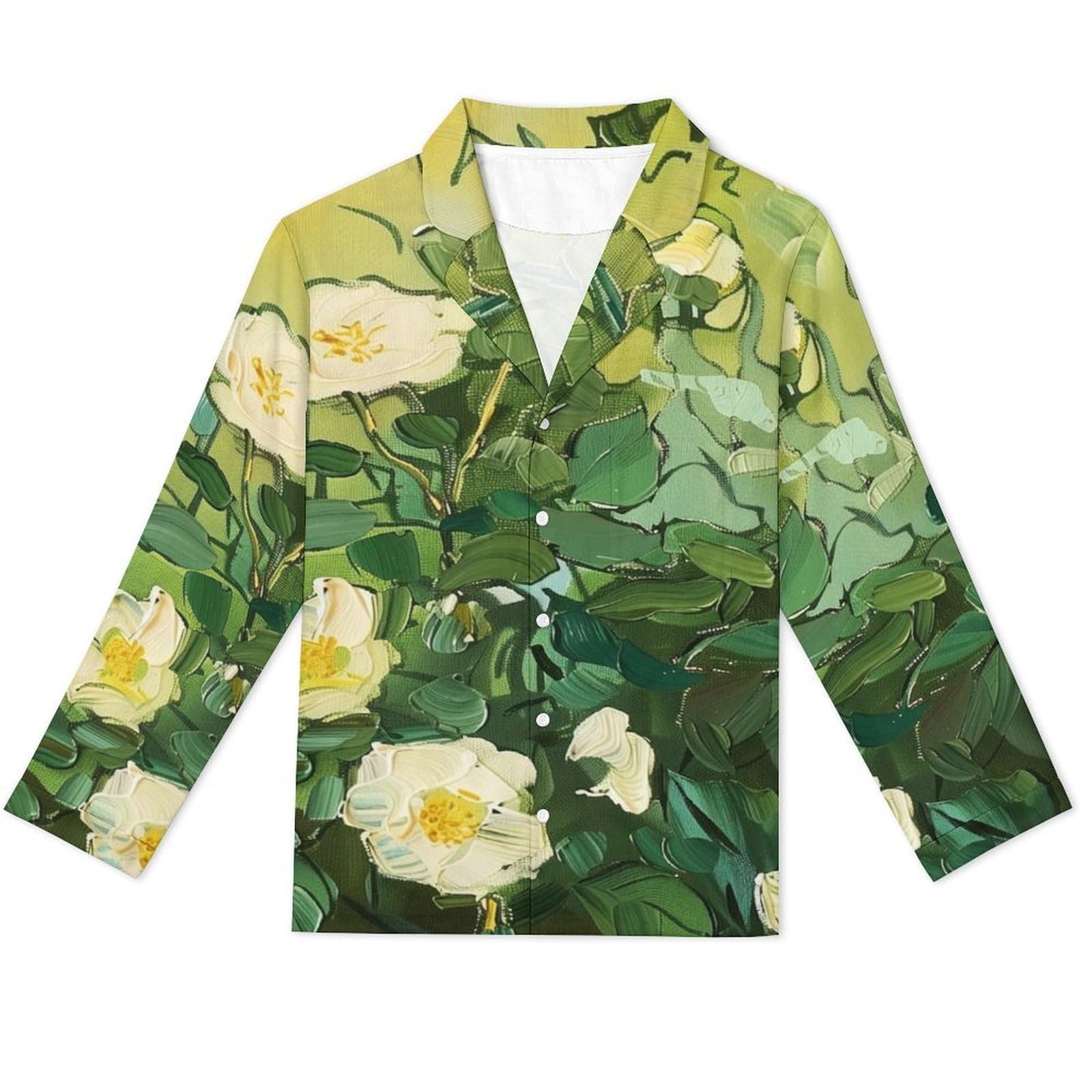 Completo Pigiama da Uomo - Fiori Dipinti Ad Olio Top E Pantaloni in 2 Pezzi Pigiama Casual E Ampio A Maniche Lunghe Morbido Autunnale E Invernale.