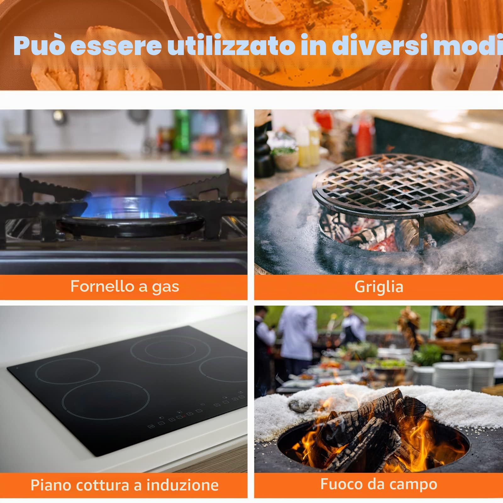 UISEBRT Dutch Oven Set in scatola di legno - Set Forno Olandese con forno olandese, molti accessori in Ghisa, già cotto, con Dutch Oven, padella e coperchio