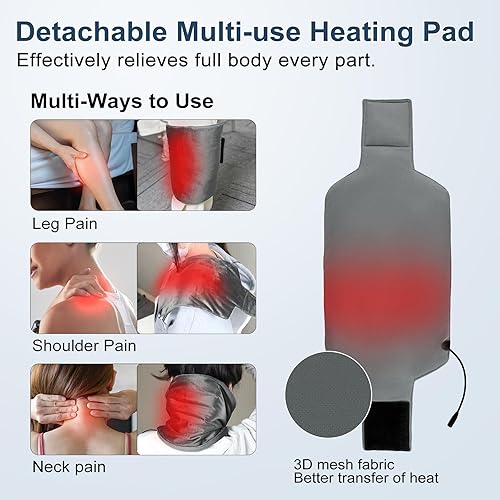 Miniatura 5 de Almohada térmica de apoyo lumbar, almohada de apoyo lumbar con almohadilla térmica desmontable para aliviar el dolor de espalda, almohada de espalda