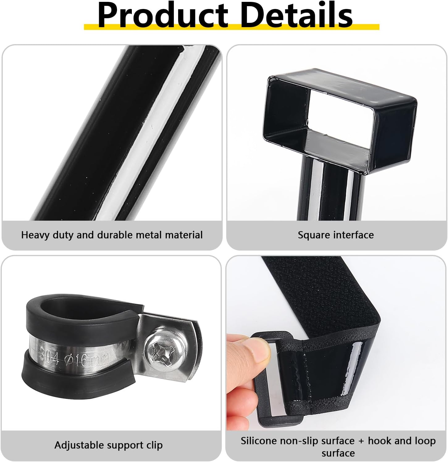 Heavy-Duty Grow Tent Mounting Bars, Durable Side Support Pole with Non-Slip Hook and Loop Straps for Indoor Grow Tents to Prevent Wall Suction (4 * 4’)