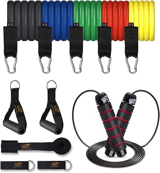Fit Simplify Resistance Exercise Workout Tube Bands and Jump Rope