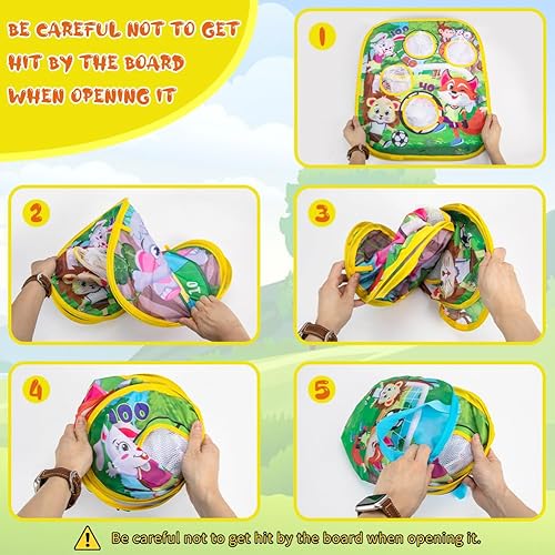 Miniatura 6 de Juego de lanzamiento de bolsas de frijoles de animales para niños, plegable de doble cara, juego de dardos para patio trasero, playa, juguetes al
