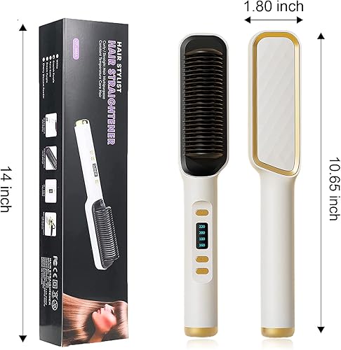 Miniatura 6 de Peine alisador de pelo de iones negativos, calentamiento rápido, antiquemaduras, peine profesional para alisar el cabello, salón de viaje en casa,