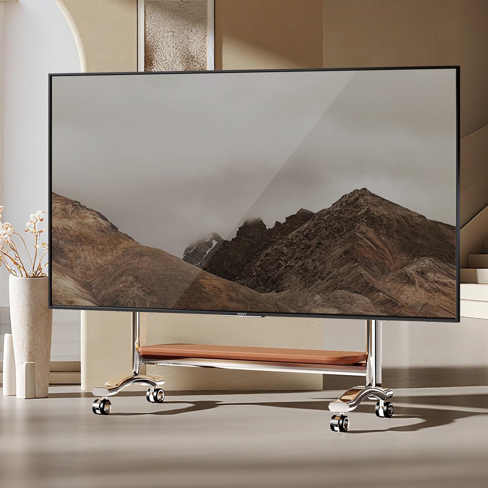 Amazon.com: BEISHI Stainless Steel Art Rolling TV Cart, Mobile TV