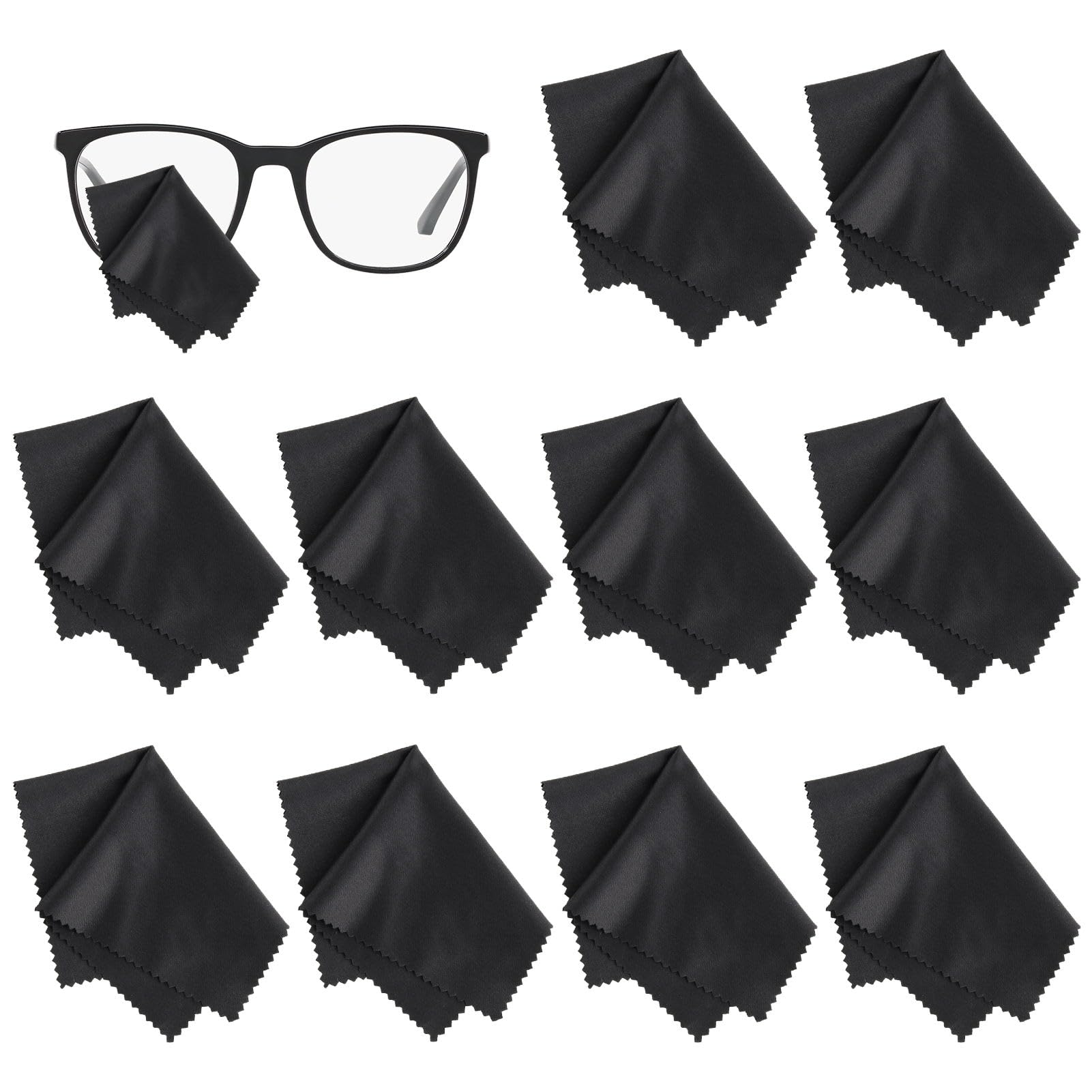 10 Gamuza Limpia Gafas, Paños Microfibra Pulido Limpieza Toallitas Limpia Gafa Paños de Microfibra para Limpiar Pantallas Lentes Gafas Pantallas Tabletas Negro Premium sin Pelusa