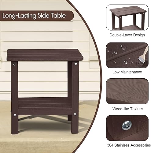 Miniatura 5 de Sillas plegables Adirondack, Silla Adirondack de plástico HDPE con mesa lateral, resistente a la intemperie, sin decoloración, para patio, hoguera,