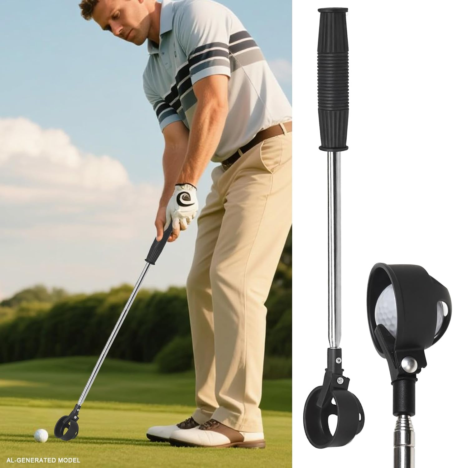 6Ft/9Ft Golf Ball Retriever for Water Telescopic, Ball Retriever Tool Golf Ball Grabber, Golf Accessories Gifts for Men Women