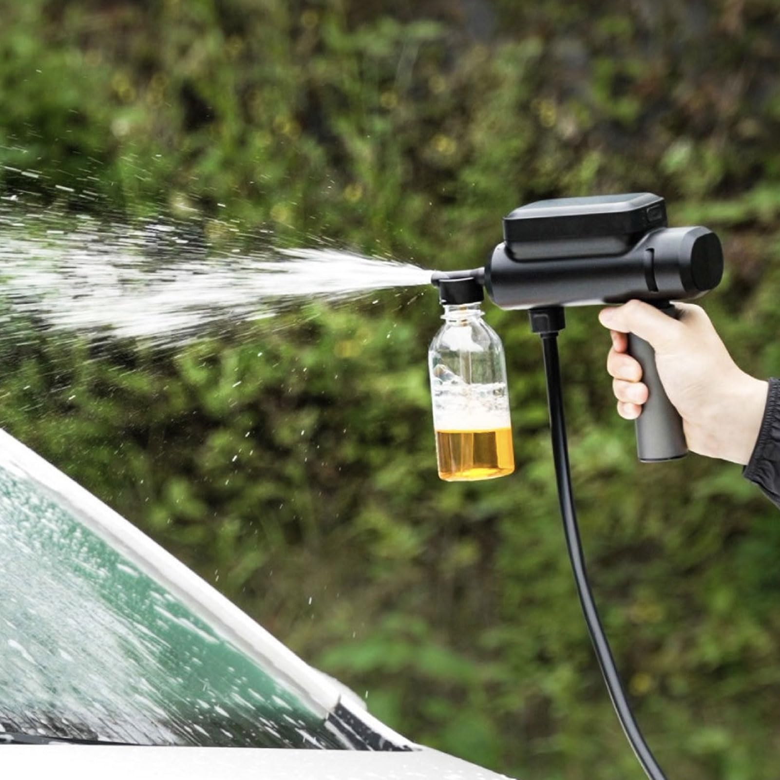 ASHATA Hidrolimpiadora Portátil Inalámbrica Pequeña de 1,7 MPa con Cabezal Pulverizador de Espuma, Limpiadora de Coches a Batería para Limpieza de Vallas, Suelos y Jardines.