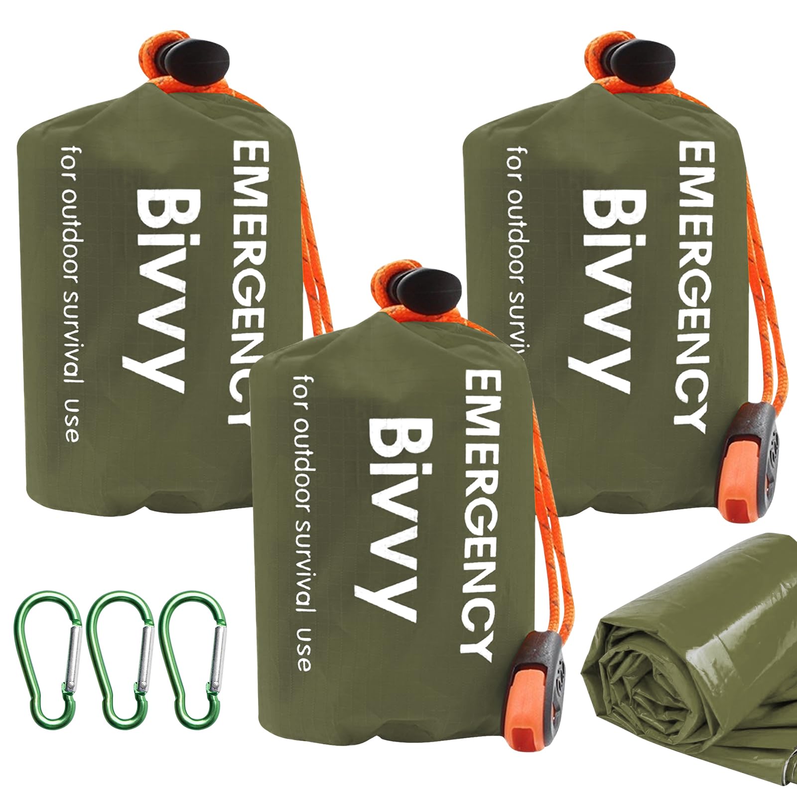 Lot De 5 Sacs De Couchage D'urgence – Orange, Imperméables, Ultra-légers, Survie