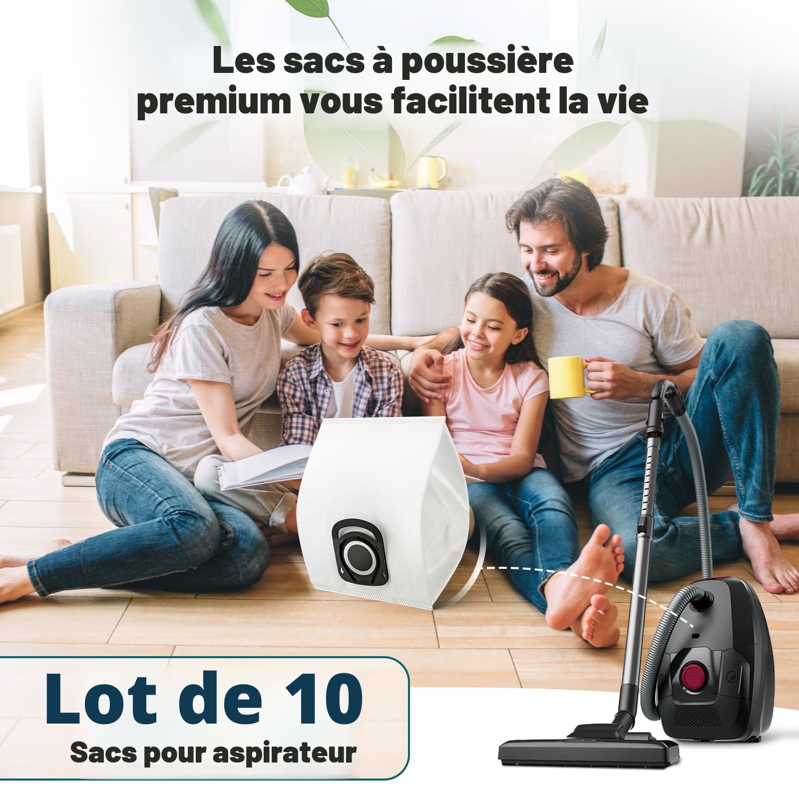 Lot de 10 Sacs Aspirateur Rowenta Hygiène+, Compact Power, Silence Force, X-Trem Power, Moulinex