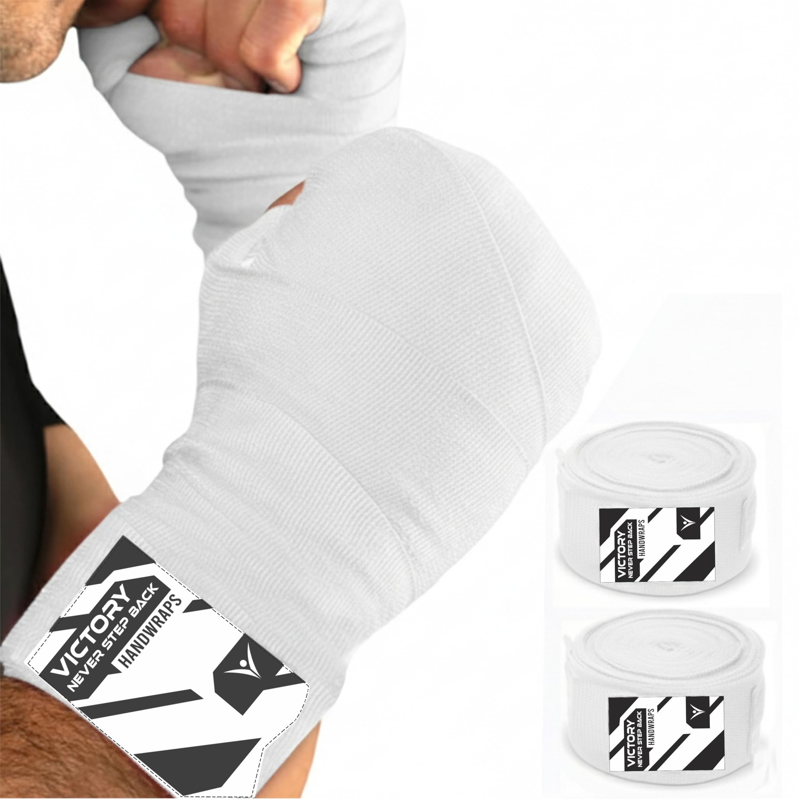 VICTORY Professional Boxing Wrap for Men Hand Wrap for Boxing Punching Hand Wraps Wrist Supporter for Gym Boxing Bandage for MMA and Martial Arts (180 inch, Black) (White, 110 Inch)-image-39