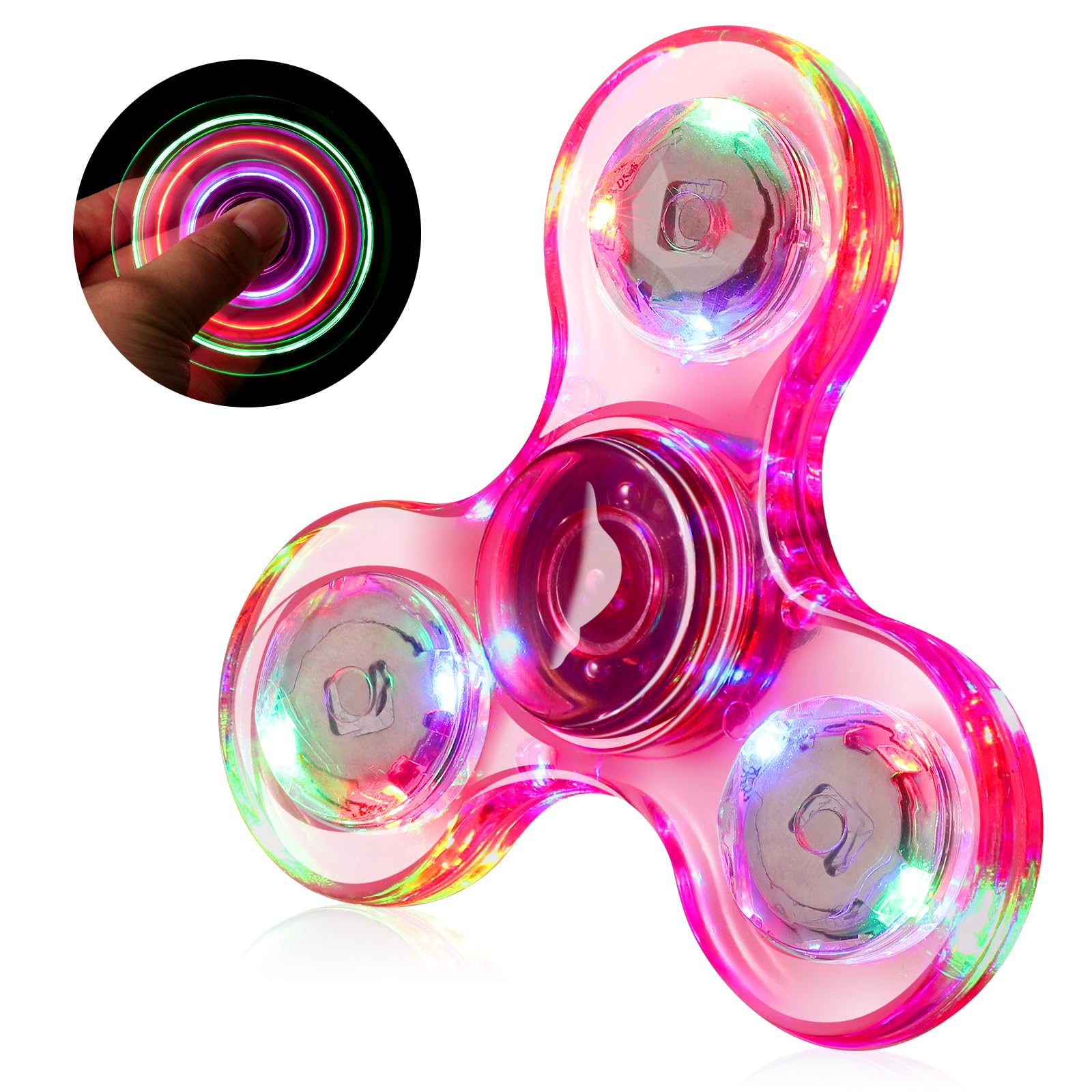 WELLVO 1Pcs LED Fidget Spinner for Kids Adults, Light up Sensory Fidget Toys for Kids 4-8 8-12 Anxiety Stress Relief, Classroom Prizes Glow in The