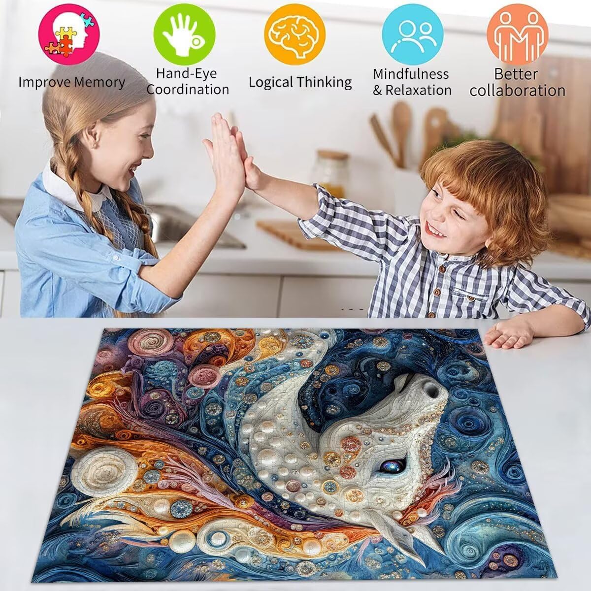 Pferd Puzzle für Erwachsene Kinder Anspruchsvoll 5000 teile Impossible Klassische Puzzles Schwer Abstrakt ab 8 9 10 Jahre Mädchen Jungen Jigsaw Kunst Educa,für Dekoration und Geschenke 105x156cm t-617