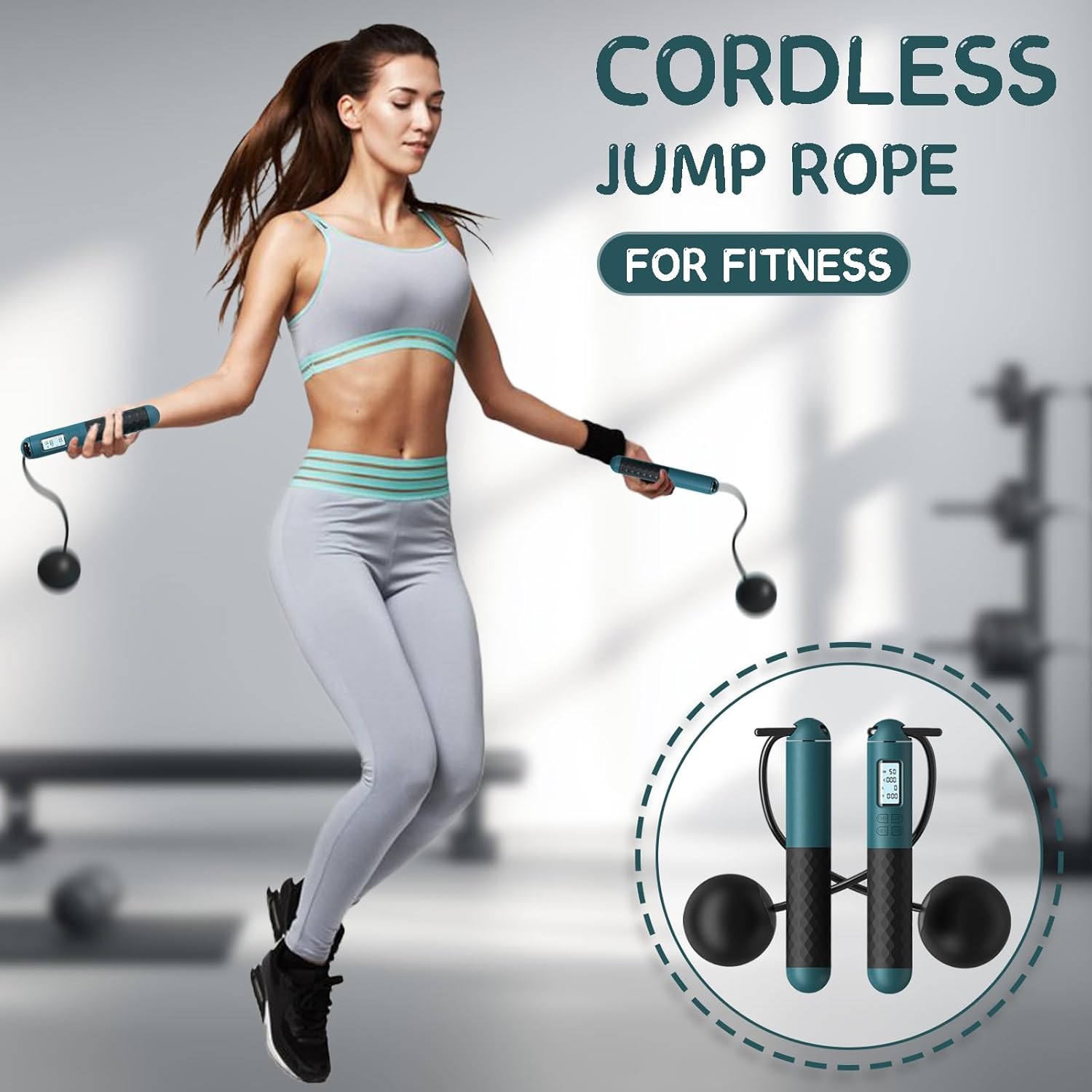 PICKONA Cordless Skipping Ropes with Counter