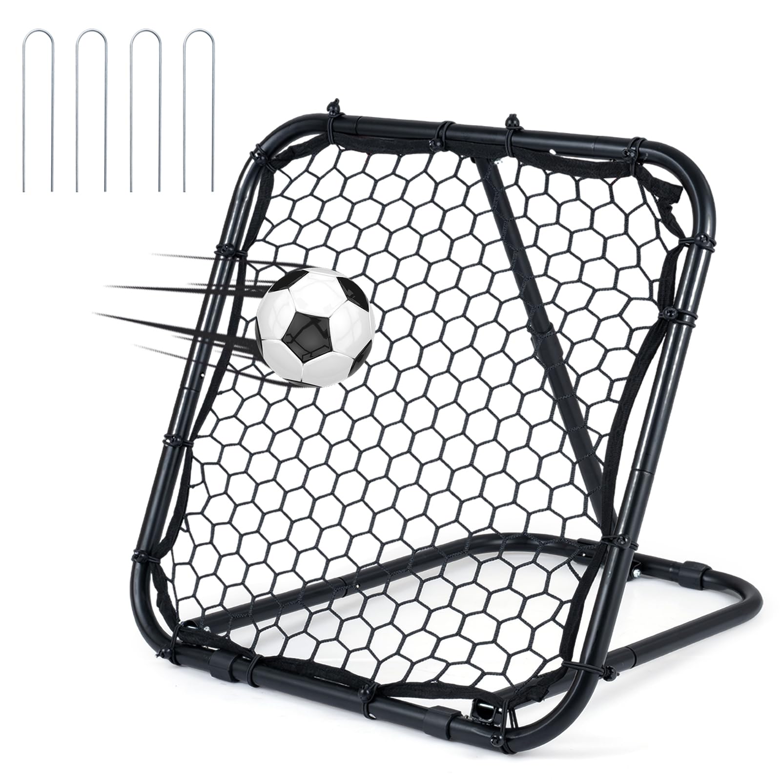 COSTWAY Foldable Football Rebounder Net, Football Training Net with Metal Frame, Adjustable Soccer Target Goal for Kids to Practice, Play Games in Playground, Backyard (Black, 85 x 80 x 79 cm) — image 1
