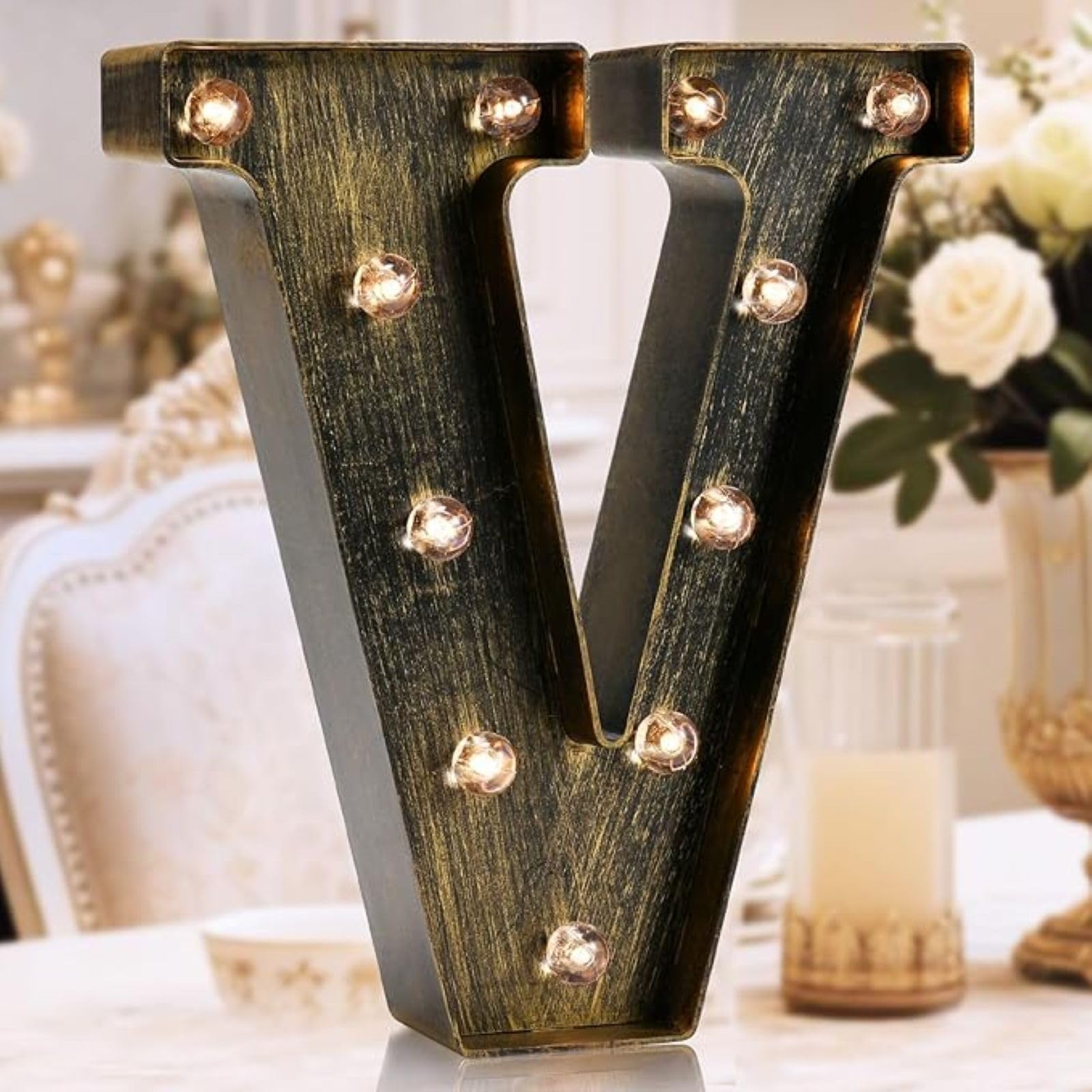 Jemnpela LED Marquee Letter Number Sign Lights Glitter Light Up Alphabet Figure Night Light for Birthday Party Wedding Home Bar Holiday Wall Decoration