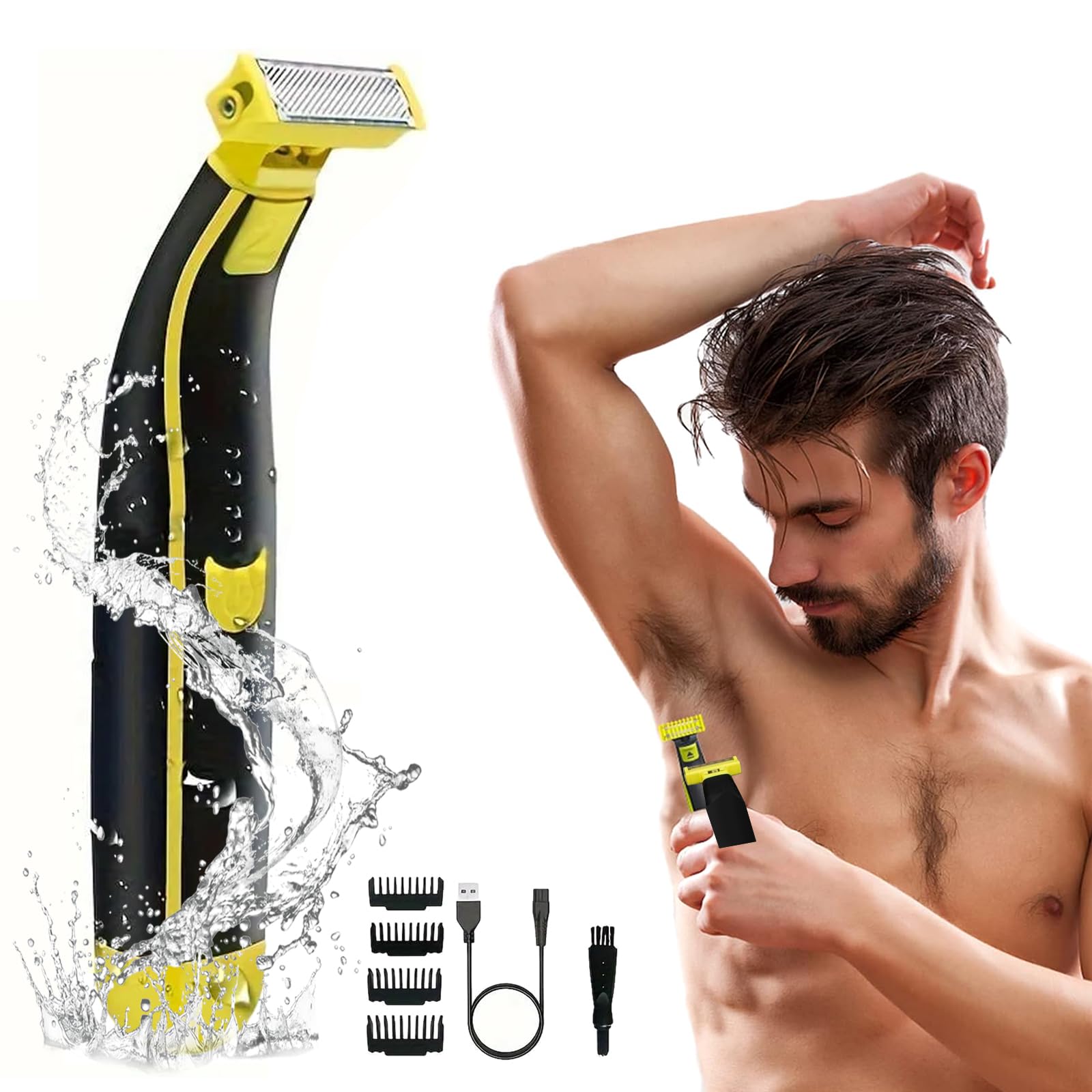 Full Body Washed Wet and Dry Shaver, Men's Electric Shaver, Dry Wet Waterproof Mens Rotary Facial Shaver, Body Groomer Shaver, Ergonomic Body Shaver Men's Electric Rotary Shavers