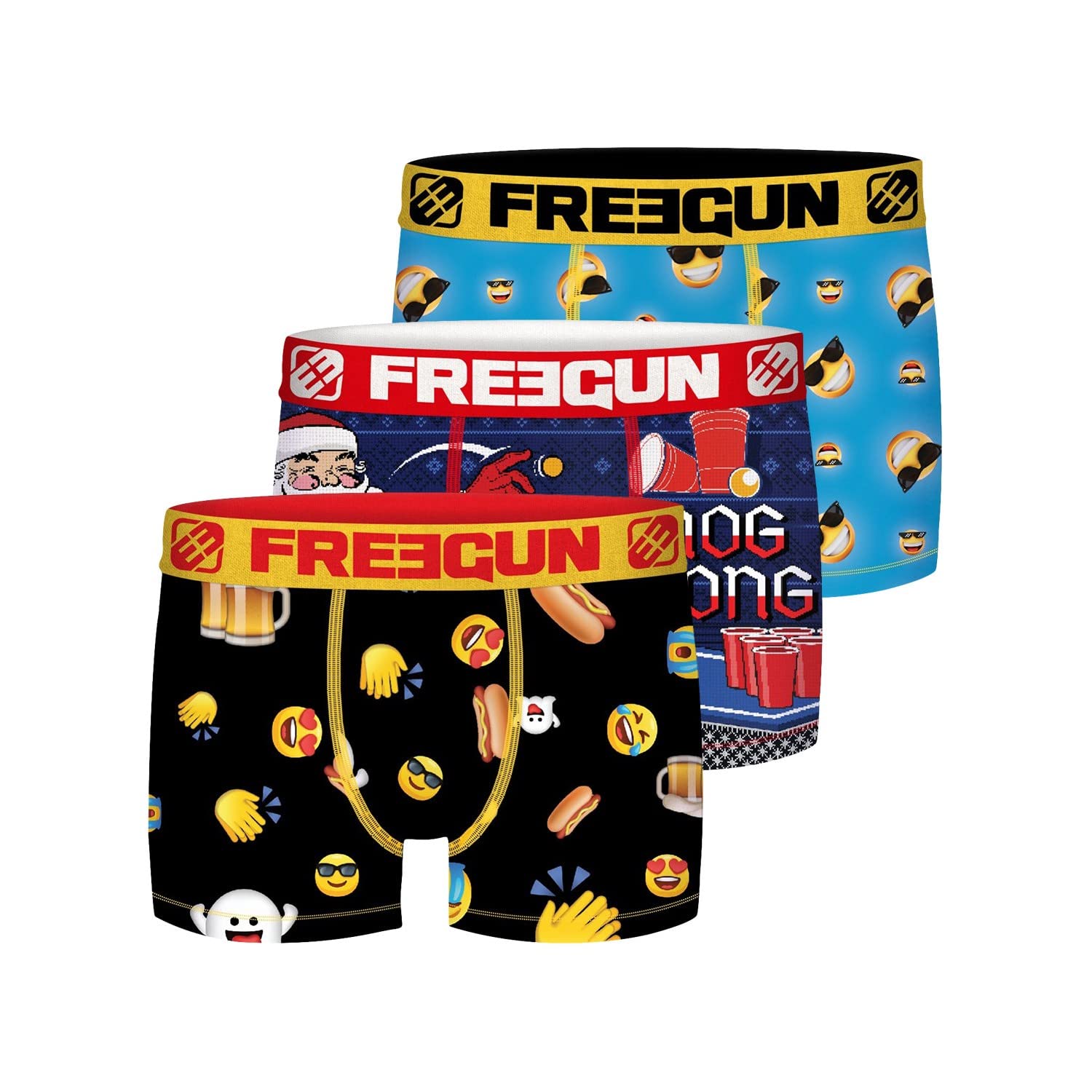 FREEGUN Pack Surprise Boxer Homme Maille Aérée, Calecon Modèle Aléatoire, Anti-Transpirant, Stretch et Infroissable (Lot de 3)