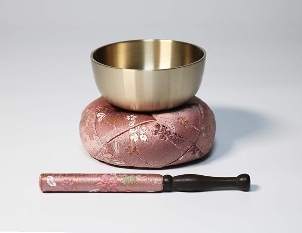 京仏壇いせむら おりんセット さくら柄 日本製音色よく美しく響きます (各寸法・お色ございます) おりん・布団・リン棒のセットです リン リンセット 仏具りん おりん仏具 (2寸8分, ピンク) - 1