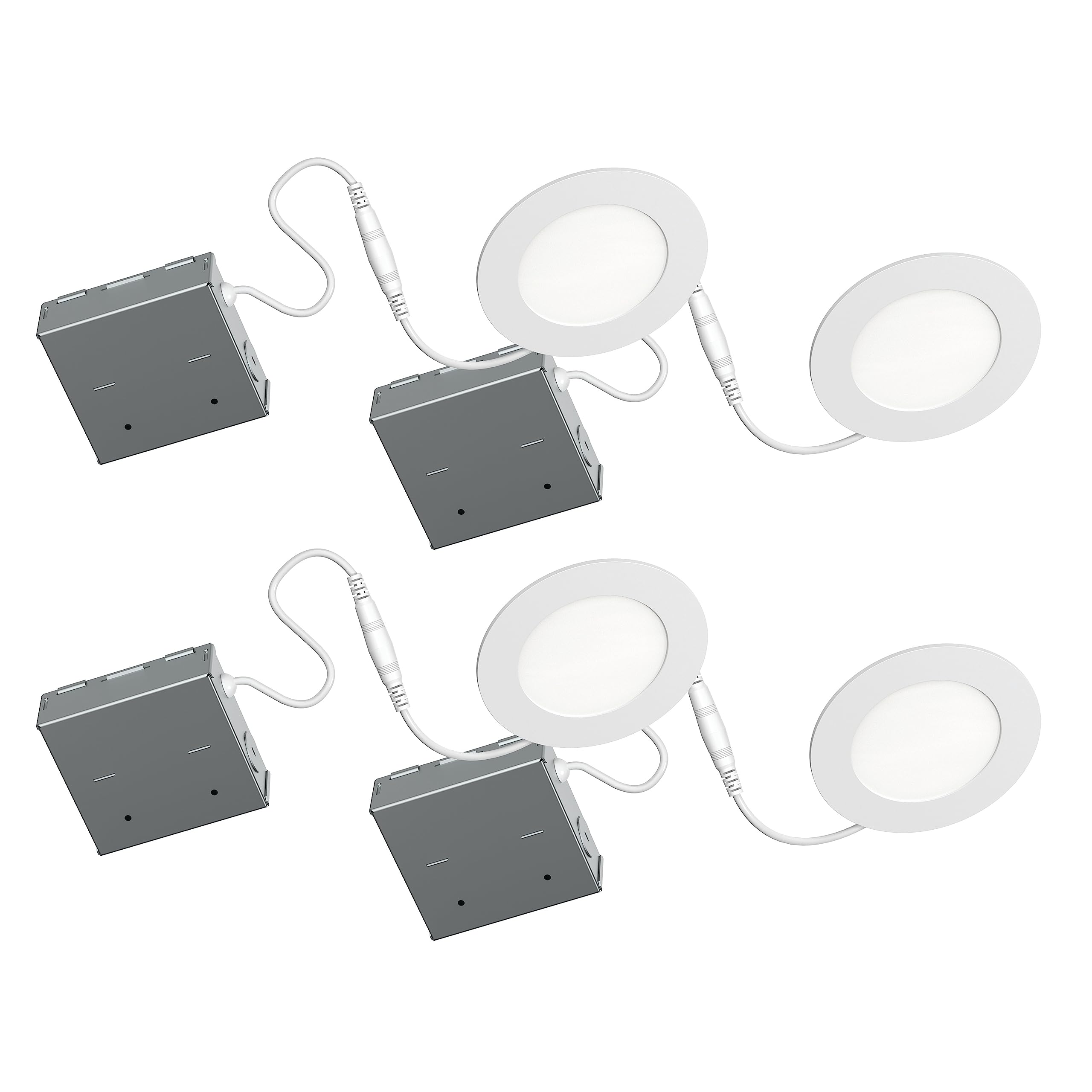 BAZZ Slim Disk Radiant 4.5 in. 4000K New Construction or Remodel Ultra Slim Integrated LED Recessed Light Kit (4-Pack)