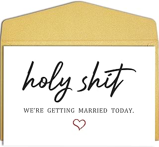 Qiliji Funny Wedding Day Card, Groom Bride Wedding Day Vows Card, To My Husband Wife On Our Wedding Day Card, Holy Shit We're Getting Married Today