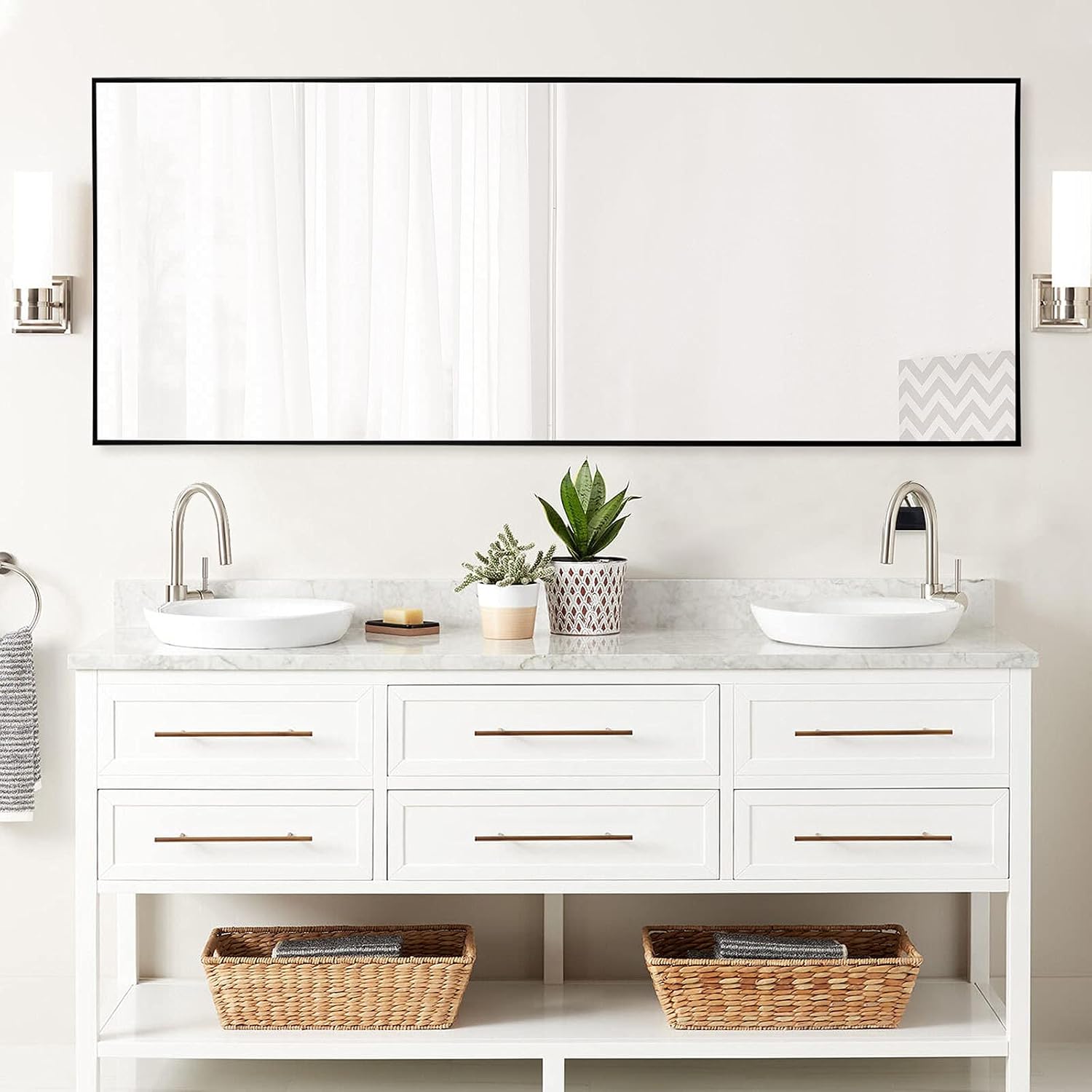 NeuType Full Length Mirror Wall Mirror 64"x21" Black Aluminum Alloy Standing Mirror Frame Full Body Mirror Floor Mirror for Living Room Bedroom Hallway Dressing