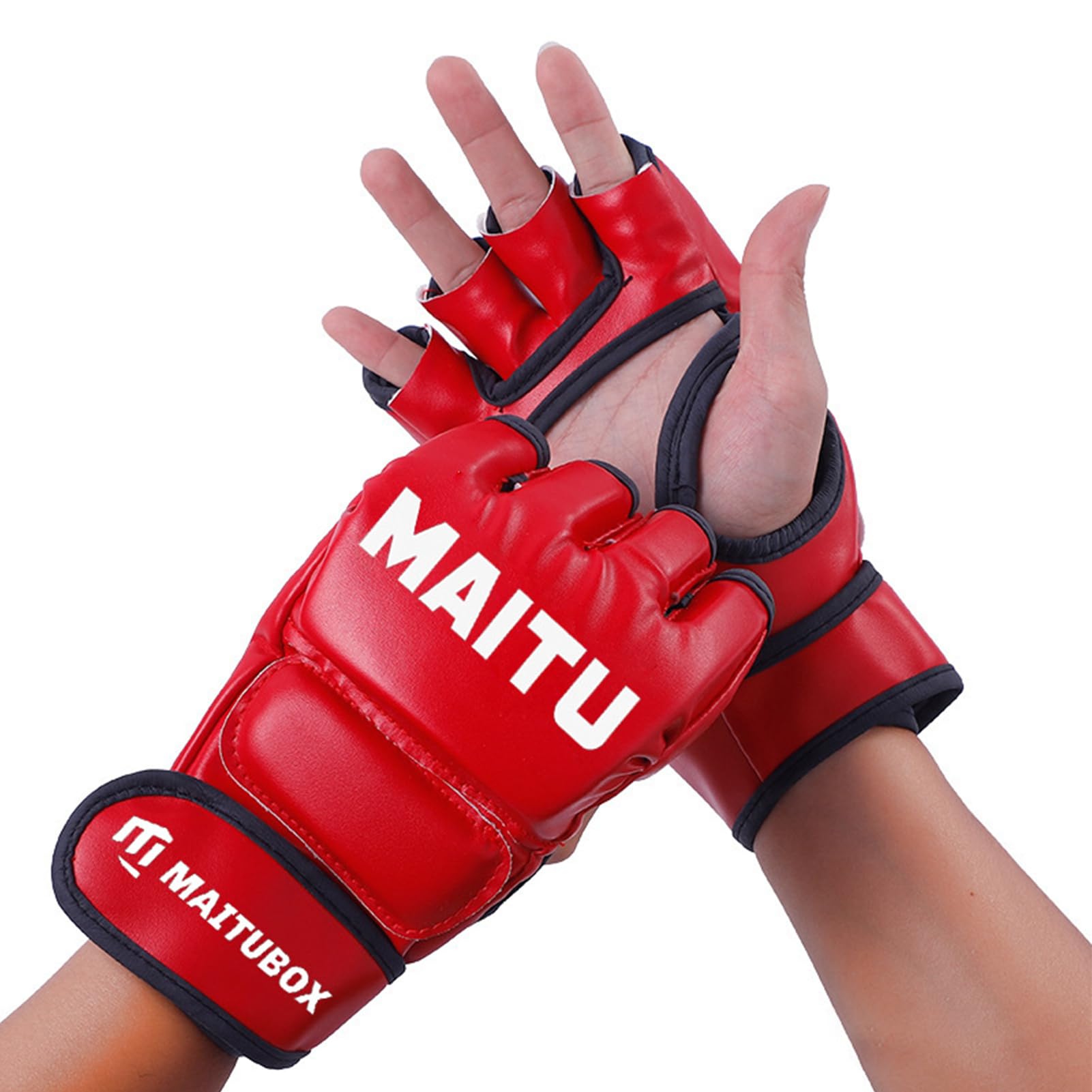 Guantoni da boxe professionali con cuscinetto imbottito spesso, | da rompere, ottimi per muay thai, karate e kickboxing. Guantoni da boxe a mezze dita.