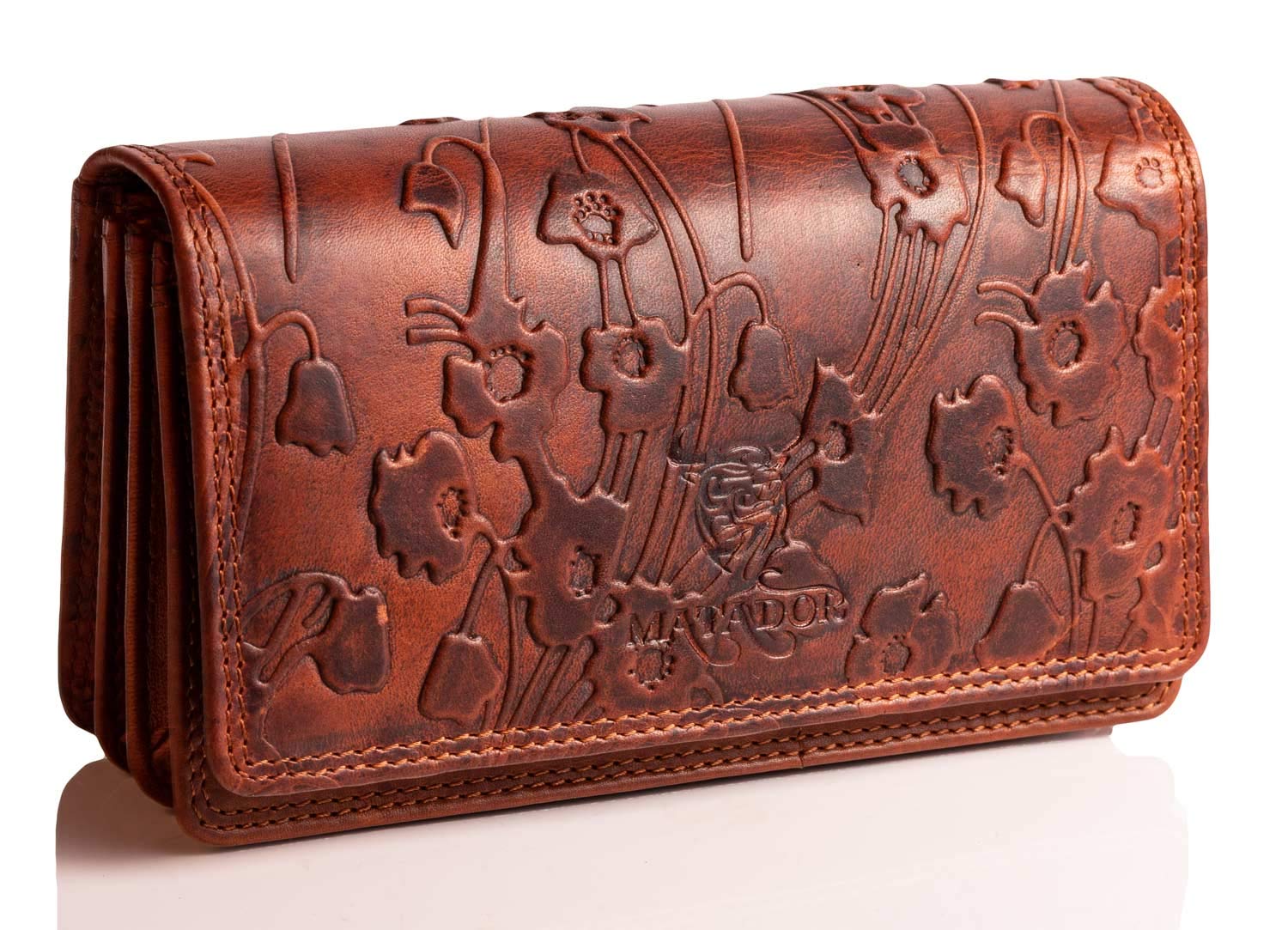 MATADOR Echt lederen damesportemonnee RFID bescherming portemonnee XXL veel kaartvakken, zwart, 18x10x4 CM, Vintage