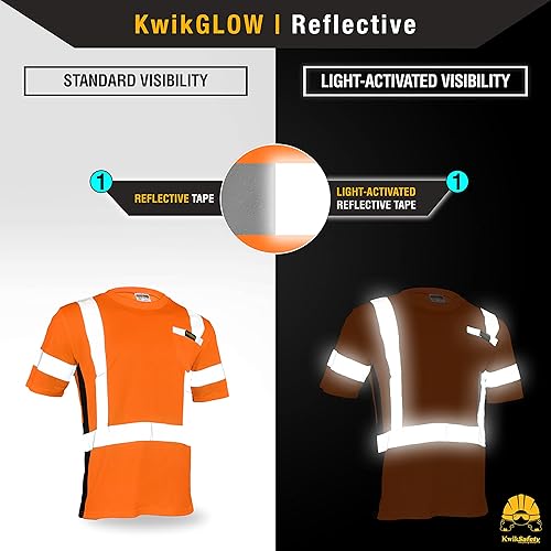 Miniatura 3 de KwikSafety - Charlotte, NC - Camisa de seguridad de manga corta OPERATOR cinta reflectante sólida Clase 2 Cumple con ANSI OSHA