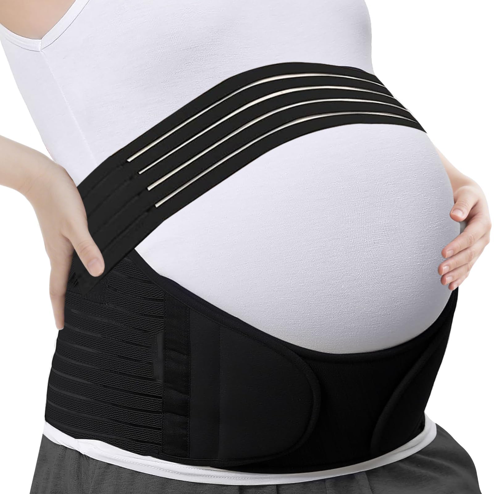Faja Embarazada Sujeción, Banda De Maternidad Para El Embarazo, Cinturón Maternidad para Embarazo, Alivia el dolor de espalda y pélvico, Suave Transpirable (Negro,M)