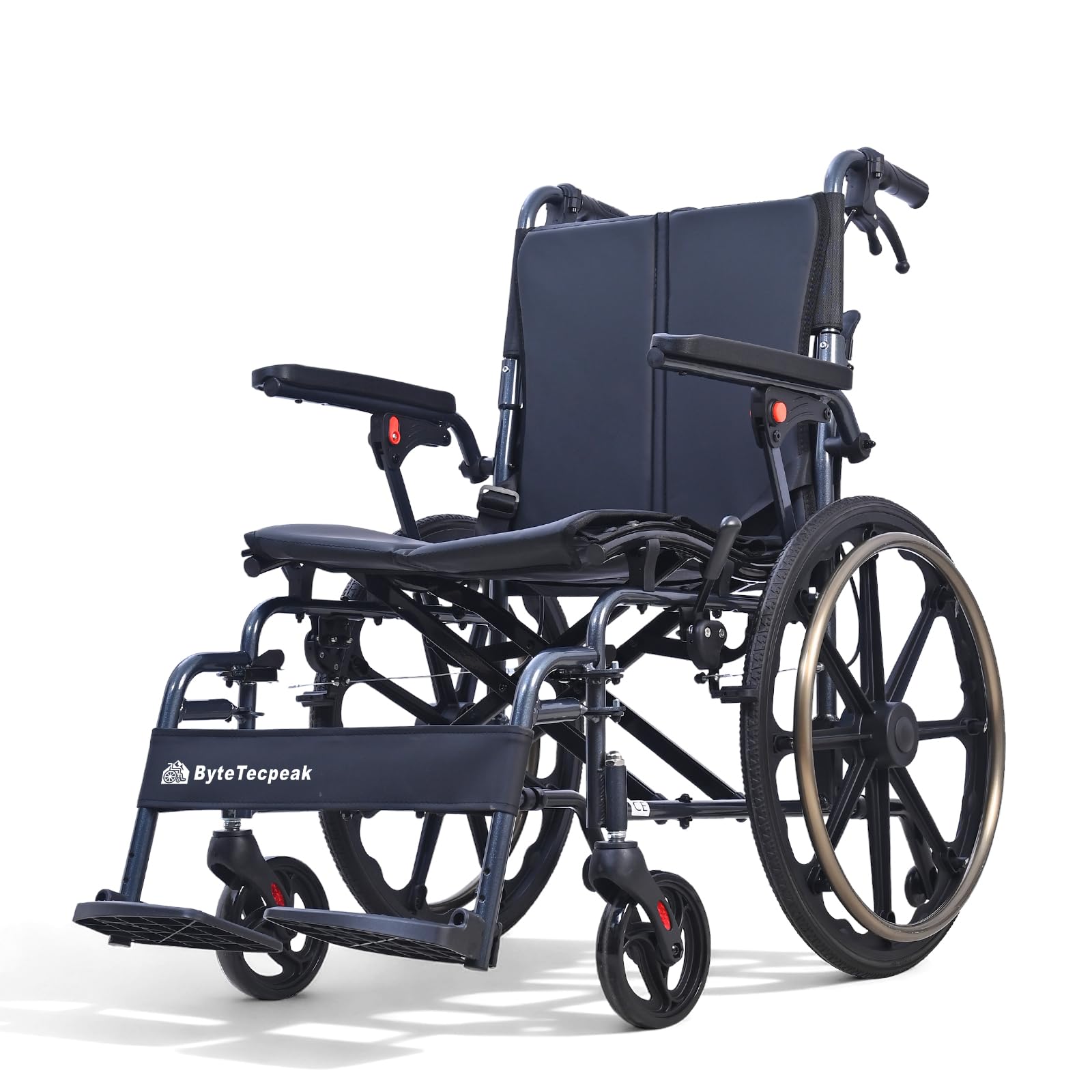M4 Rollstühle mit Selbstantrieb, Rollstuhl Faltbar Leicht mit Doppeltem Sitzpolster, Schockabsorbierenden Vorderrädern, Leichtes Aluminiumgestell, Für Erwachsene