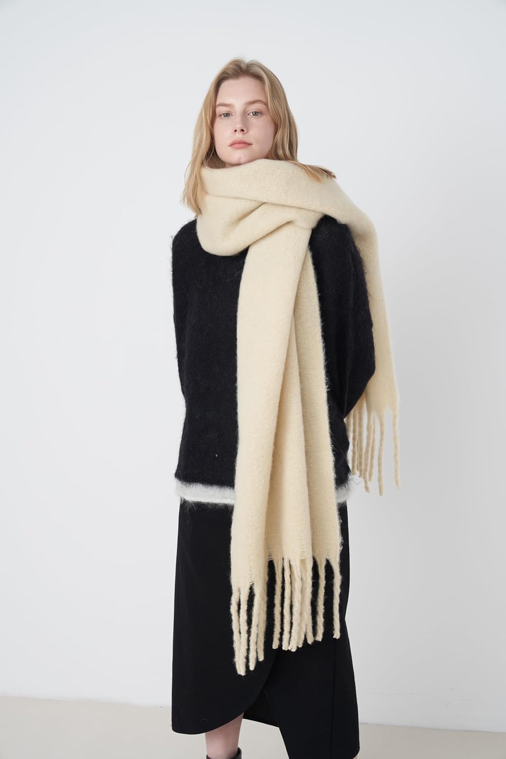 Chunky Scarf for Women Winter Oversized Thick Warm Tassel Scarves Cold Weather Large Blanket Soft Warm Shawl Wraps - Image 7