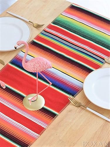 Miniatura 7 de BOXAN Camino de mesa de serape mexicano para decoración de boda, picnic al aire libre, mesa de comedor, manta de algodón con flecos, caminos de mesa
