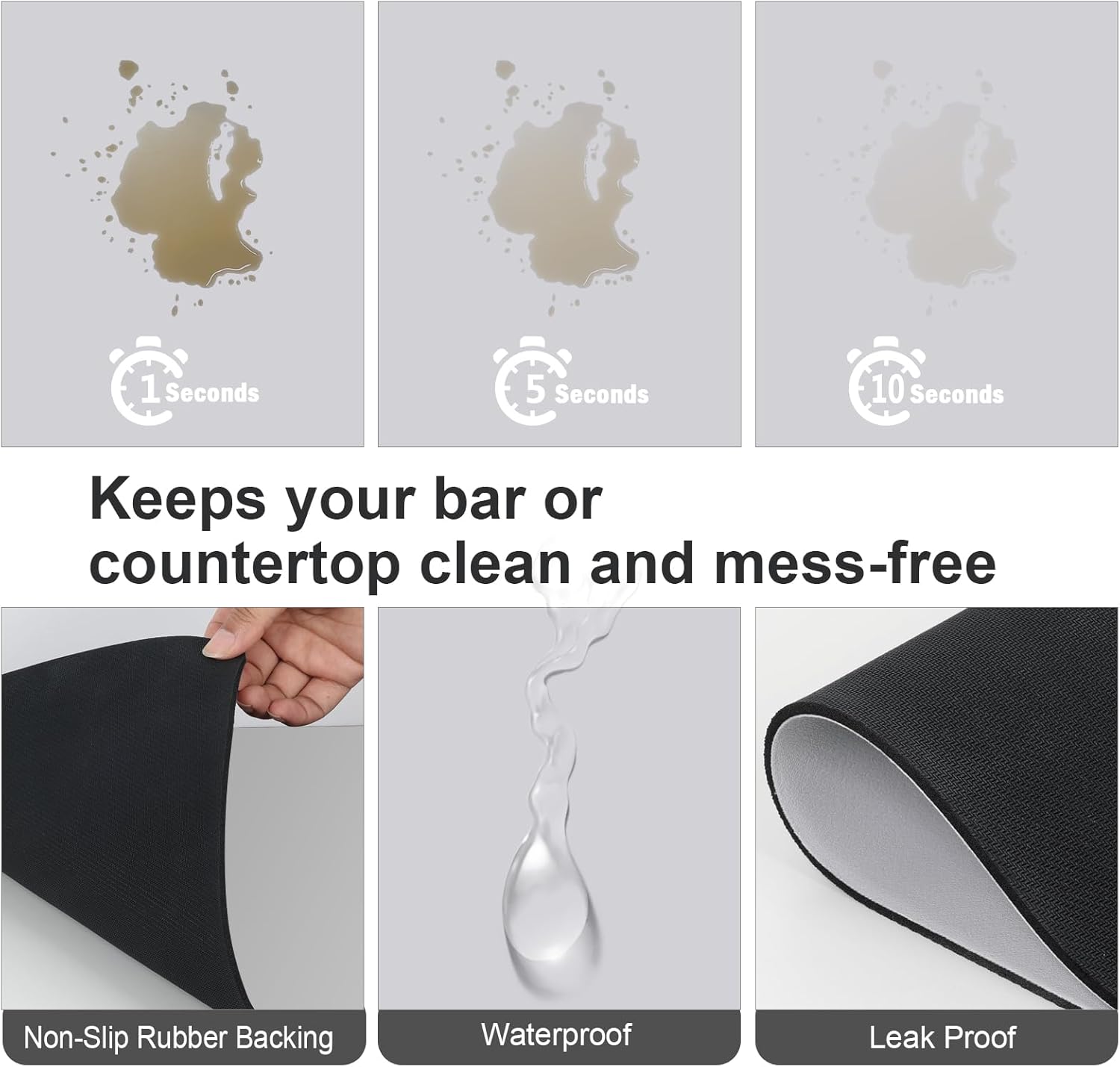ZLR Coffee Bar Mat for Countertops (20" x 24", XXL) – Absorbent, Stain-Hiding Dish Drying Mat for Espresso Machines & Coffee Makers – Quick Dry Diatomite Core & Non-Slip Rubber Backing (Light Gray)