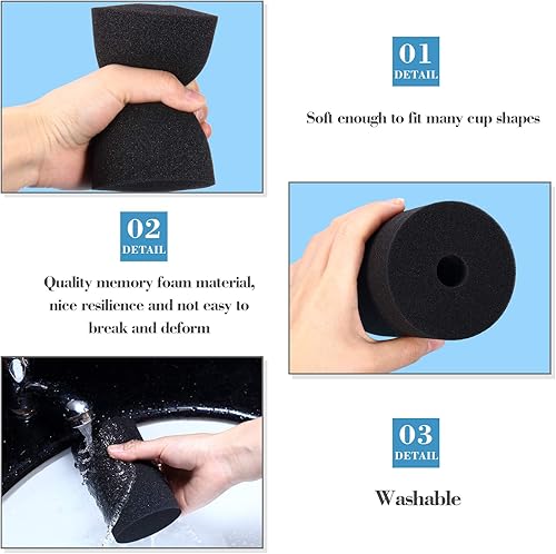 Miniatura 7 de Honoson 3 tamaños, 6 piezas de vasos de espuma Turner para vasos de PVC de 12 pulgada, accesorios para vasos de 10 oz a 40 onzas (negro)