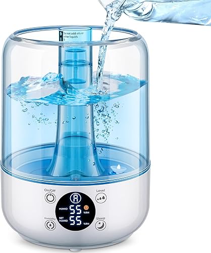 HiLIFE Humidificadores para dormitorio, cobertura de niebla 3 veces, humidificadores ultrasónicos de niebla fría de 3.2 L para el hogar, guardería y