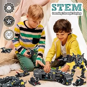 iloveee 51 in 1 Robot STEM Building Blocks Toys for Boys Age 8-12, Educational Learning Building Bricks Truck Kit, Gifts for 6 7 8 9 10 11 13 Years Old Kids, Engineering Erector Set 700PCS