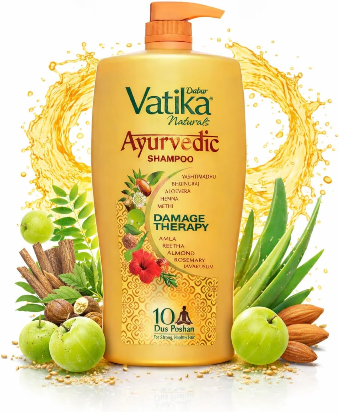 - Vatika Ayurvedic Shampoo - 1 L | For Strong & Healthy Hair | No Parabens | For All Hair Types | Power of Dus Poshan for 10 Hair Problems