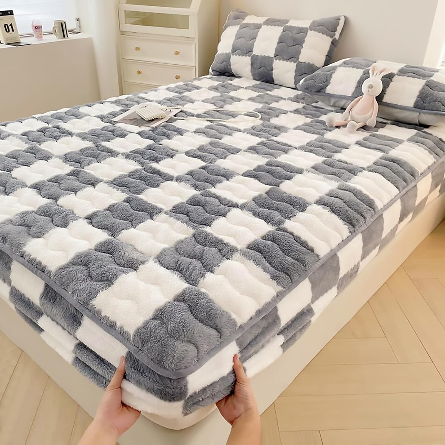 Velvet Fitted Sheet, Soft Velvet Fleece Bed Sheet Mattress