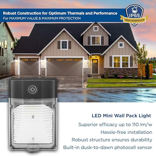 Miniatura 4 de Paquete de luz LED de pared de 25 W, 3000 lm 5000 K luz diurna (fotocélula del atardecer al amanecer incluida) luz LED de montaje en pared para