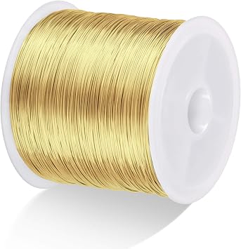 MIKIMIQI Jewelry Wire - 328Ft, 26 Gauge, Tarnish Resistant, Copper, 0.4mm X 100m Gold