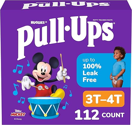 Pull-Ups Pantalones de entrenamiento para niños, talla 3T-4T (32-40 libras), 112 unidades (4 paquetes de 28), el embalaje puede variar