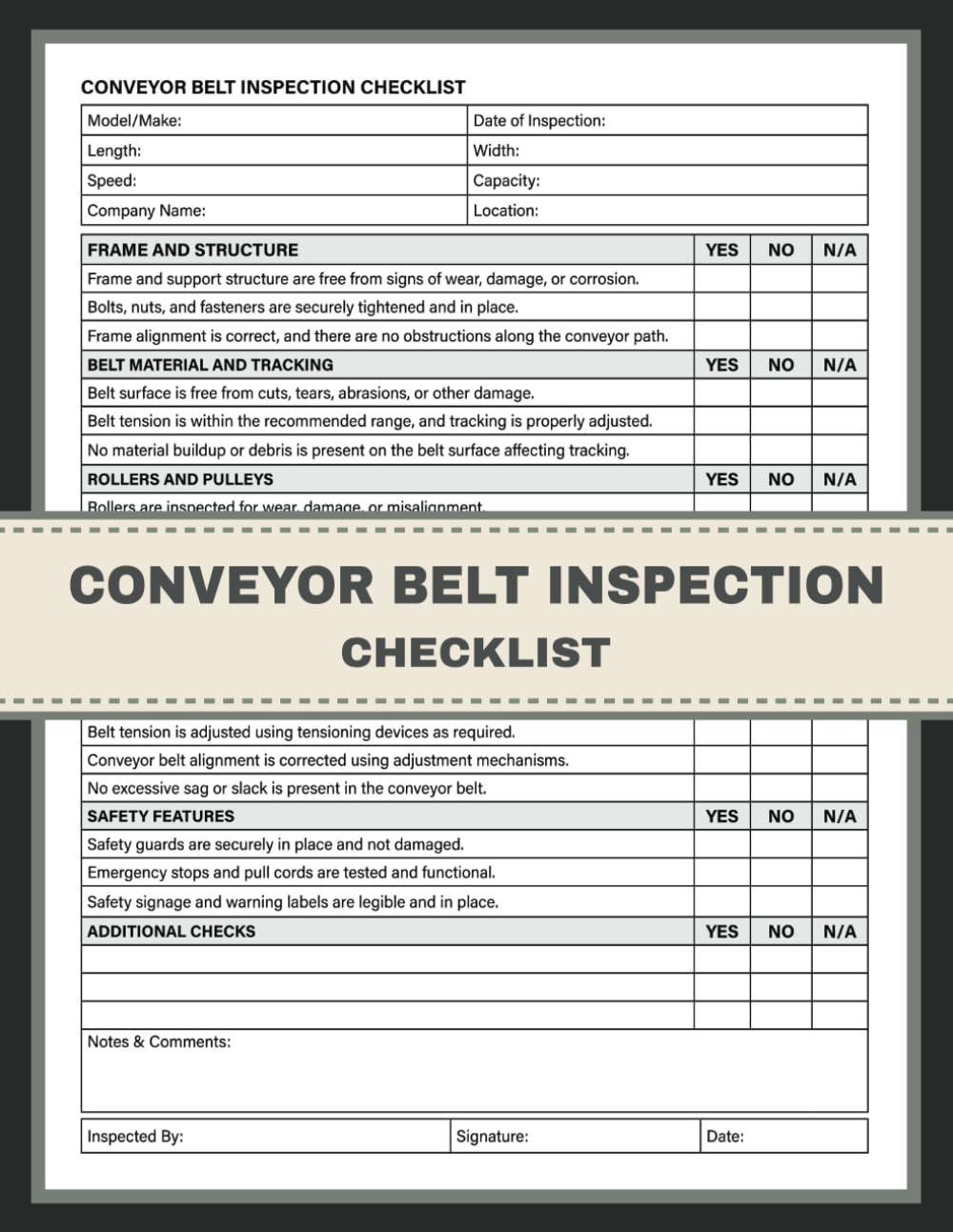 Conveyor Belt Inspection Checklist Maintenance and Safety Inspection