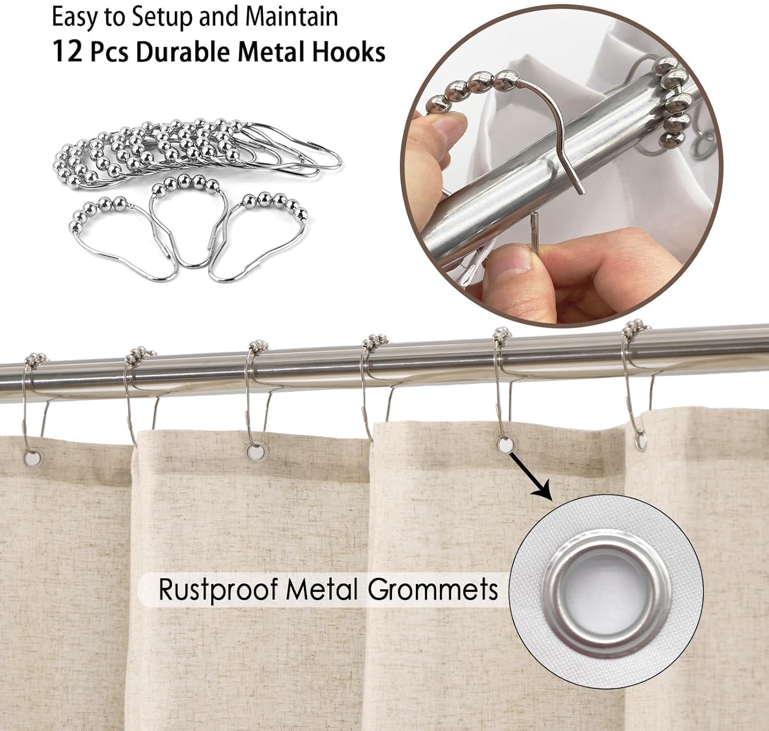 Baccessor Linen Shower Curtain Long 72 W X 84 L Inch Tropical Green Leaf Shower Curtains Botanical Banana Monstera Leaf Palm Tree Waterproof Heavy Duty Fabric Cloth Shower Curtain for Bathtubs Hotel