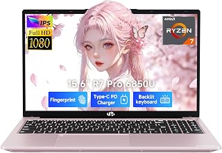 NIMO 15.6" Light-Gaming-Laptop, 8 Cores AMD Ryzen 7 Pro 6850U 16GB LPDDR5 RAM 1TB SSD (Beat i7-1360P Up to 4.7GHz) AMD Radeon 680M GPU IPS FHD Computer with 100W Type-C Backlit Keyboard Fingerprint