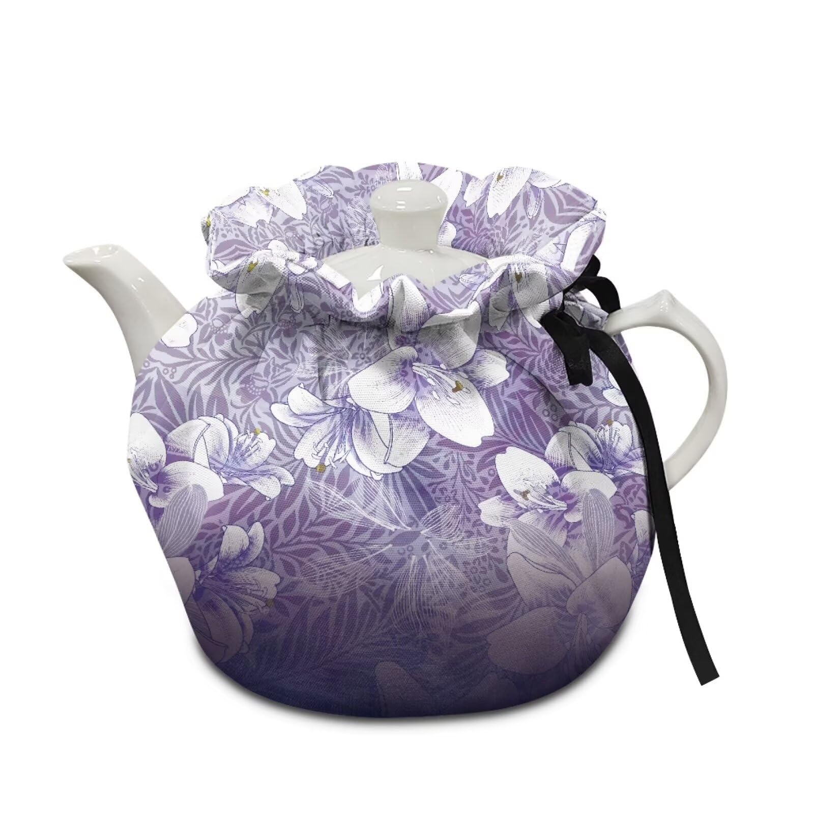 Gradient Petunia Insulation Cotton Vintage Warm Kettle Cover Breakfast Tea Pot Cover Kitchen Tea Pot Dust Cover with Elastic Band Kitchen Coffee Table Decorative Accessories