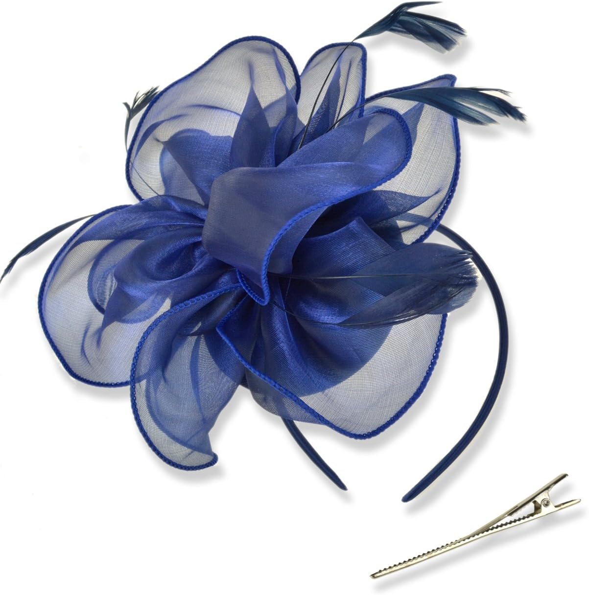 Fascinators Hat Tea Party Headwear Ribbons Feathers on a Headband and a Clip for Women