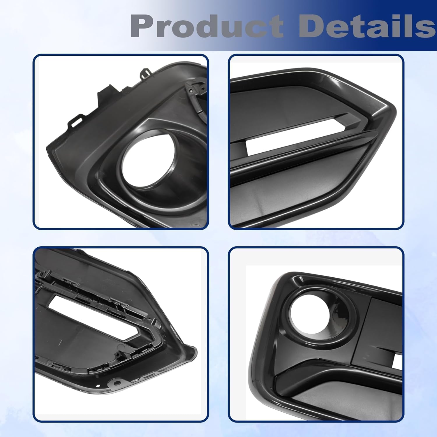 GXARTS 4PCS Black Left & Right Side Front Bumper Fog Light Lamp Covers Trim Compatible with Honda Civic 2017 2018 2019 2020 2021