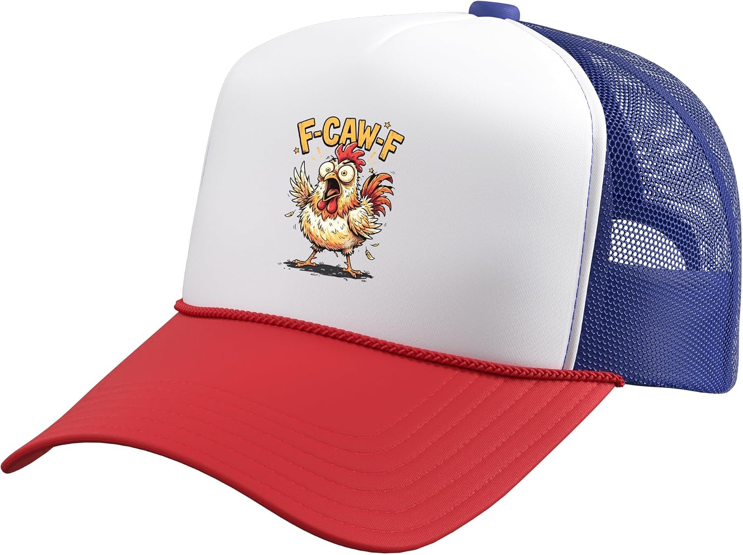 F Caw F Quote Rooster Meme Fawk Fcawf Funny Chicken Humor Trucker Hat with Adjustable Mesh Back