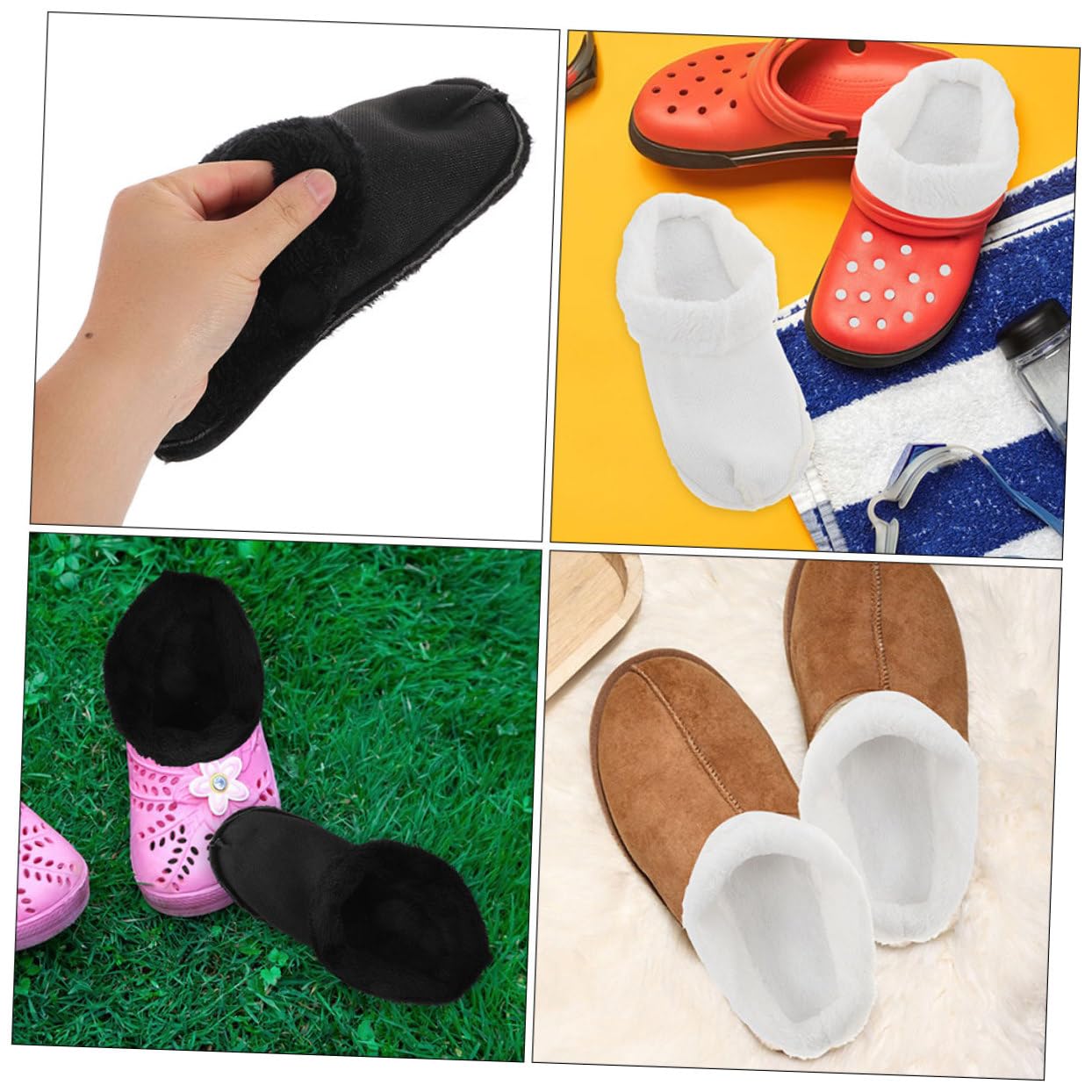 8 Paires Doublures Chaudes pour Sabots Hiver Semelles Intérieures Coton Peluche Amovibles et Lavables Confort Thermique pour Chaussures Intérieur et Extérieur Lot